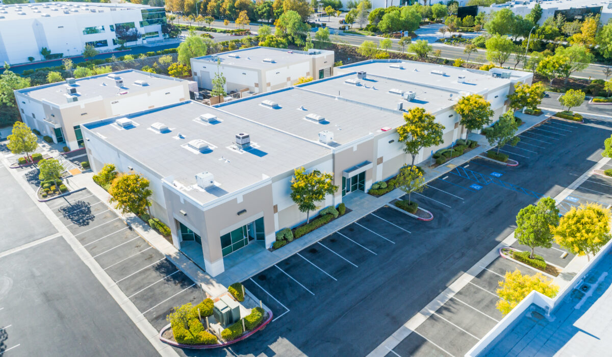 Aerial,View,Of,Industrial,Commerce,Office,Buildings.